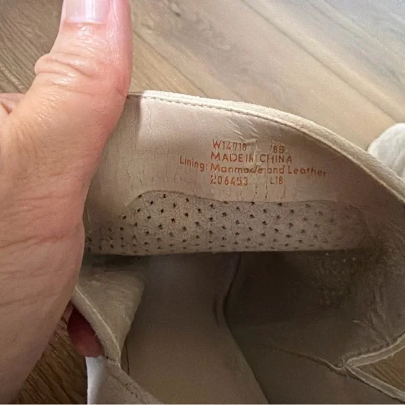 Cole Haan Suede Open‎ Toe Booties Beige Stacked Heel Perforated Women’s - Picture 6 of 7
